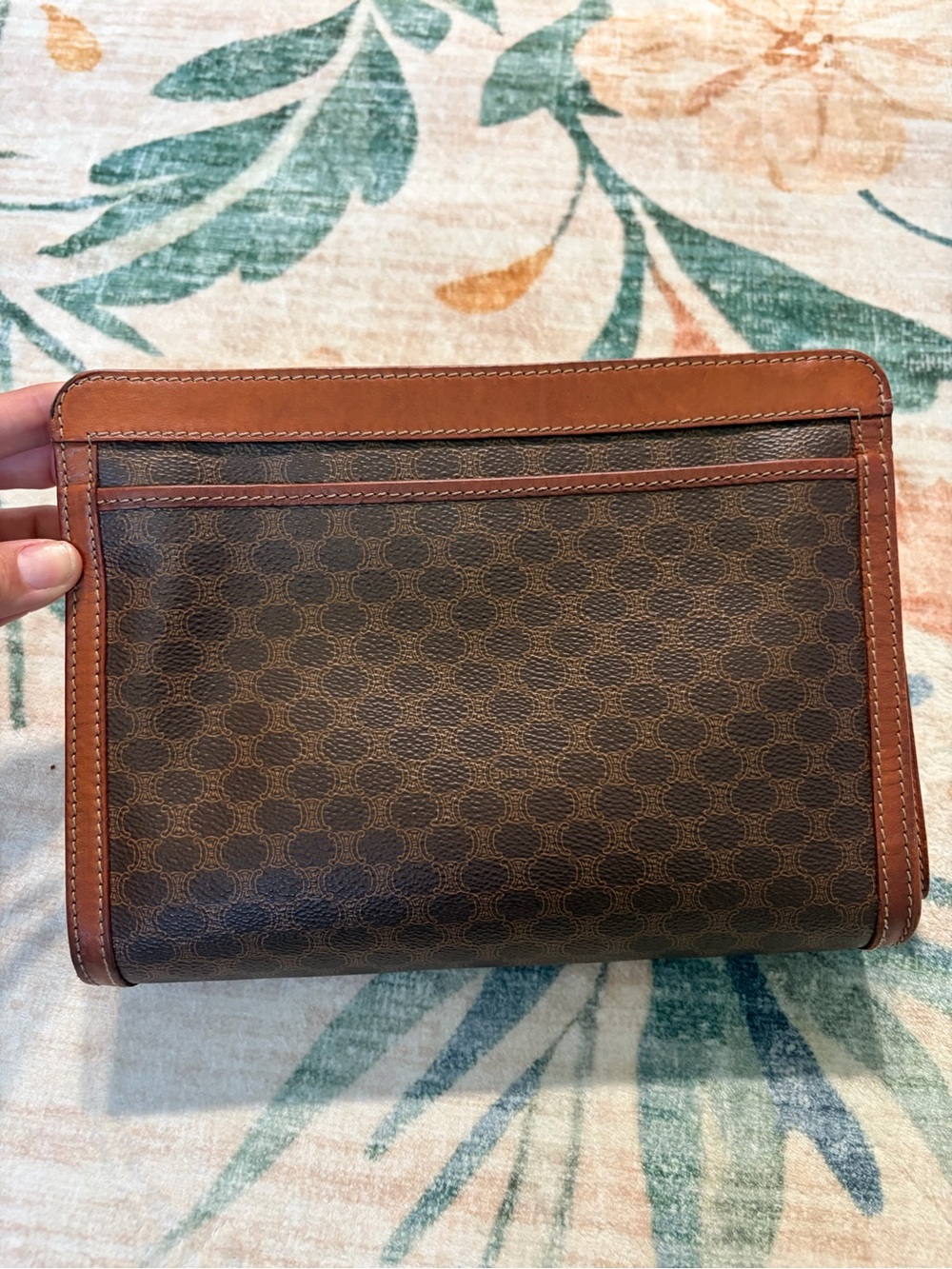 Vintage Celine Macadam Monogram Leather Wristlet Clutch Made in Italy - Picture 2 of 13